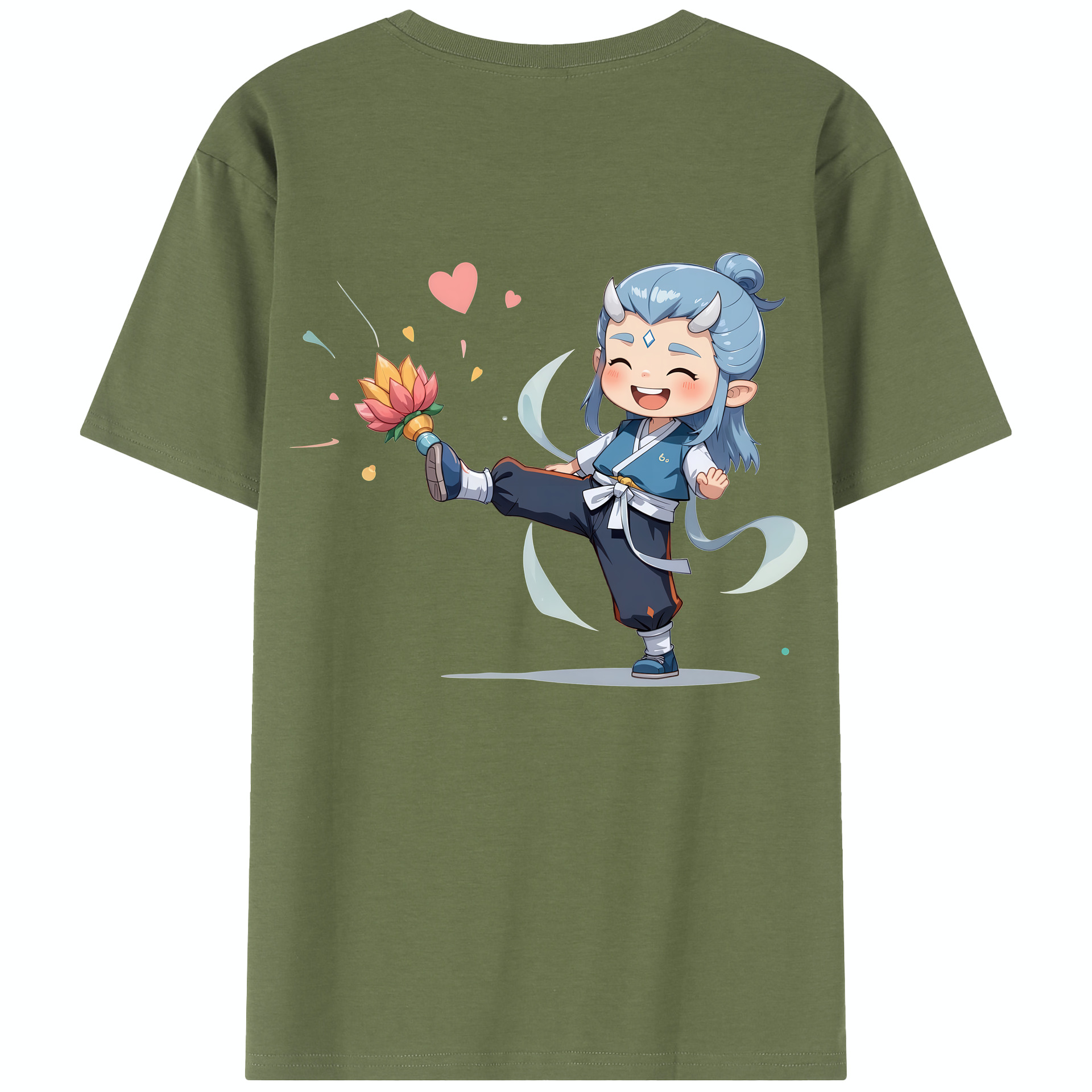 （画像用） Ne Zha 2 ナタ 魔童の大暴れ 綿100％半袖Tシャツ（背面プリント）